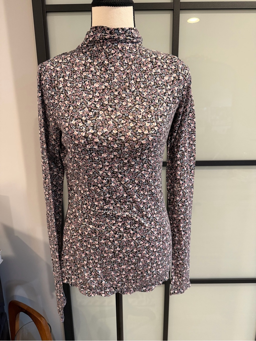 Long Sleeve Floral Mock Neck Top by H&M S
